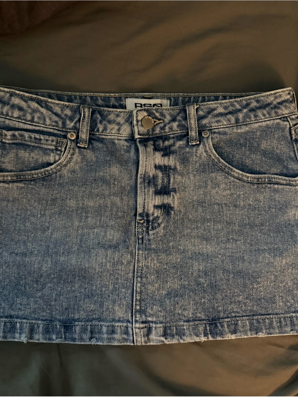 RSQ Light Blue Washed Denim Mini Skirt